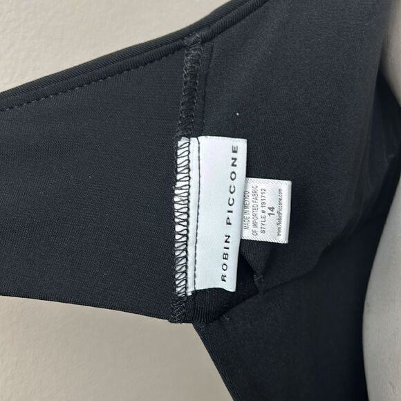 Robin Piccone Women's Kate Scoop Neck One Piece Swimsuit black slimming size 14 - Picture 7 of 7